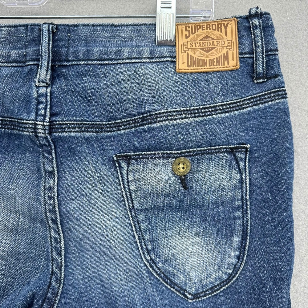 Superdry Cropped Union Denim Capri Blue Jeans Womens Size 30 (32x19) Preppy Rock